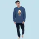 Sara Ανδρική βαμβακερή Μπλέ Χειμερινή Πυτζάμα fashion με σχέδιο Tunes Yosemite Sam Say your Prayers 1265 Blue