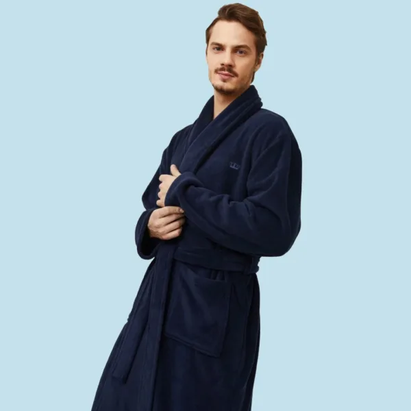 Aruelle Ανδρική Χειμερινή Ρόμπα πολυτελείας με ζώνη Σκουρο Μπλέ Gerald Blue 39.01.24.054