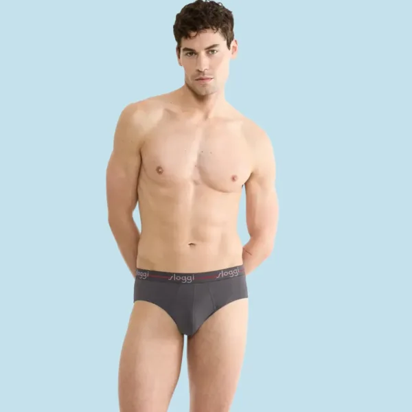 Sloggi Σλιπ Ανδρικό Βαμβακερό midi Σετ 2 τεμαχίων Γκρί & σκούρο γκρί 10206949 0034/34