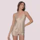 Milena by Paris Γυναικείο Σετ Babydoll Πιτζάμα Ζακάρ Σατέν beige Μπεζ 004189 Milena by Paris Γυναικείο Σετ Babydoll Πιτζάμα Ζακάρ Σατέν beige Μπεζ 004189