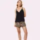 Aruelle Γυναικείο Καλοκαιρινό Σετ Πυτζάμα Babydoll 100% Viscose τιραντάκι μαύρο  κ σορτς λεοπάρ Sasha
