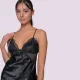 Milena by Paris Γυναικείο Σατέν Σετ Babydoll μαύρο με δαντέλα & σόρτς 004196 Black Milena by Paris Γυναικείο Σατέν Σετ Babydoll μαύρο με δαντέλα & σόρτς 004196 Black