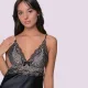 Milena by Paris Γυναικείο Σατέν Σετ Babydoll μαύρο με δαντέλα & σόρτς 004197 Black Milena by Paris Γυναικείο Σατέν Σετ Babydoll μαύρο με δαντέλα & σόρτς 004197 Black