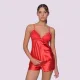 Milena by Paris Γυναικείο Σατέν Σετ Babydoll κόκκινο με δαντέλα & σόρτς 004196 Red Milena by Paris Γυναικείο Σατέν Σετ Babydoll κόκκινο με δαντέλα & σόρτς 004196 Red