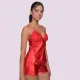 Milena by Paris Γυναικείο Σατέν Σετ Babydoll κόκκινο με δαντέλα & σόρτς 004196 Red Milena by Paris Γυναικείο Σατέν Σετ Babydoll κόκκινο με δαντέλα & σόρτς 004196 Red