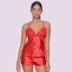 Milena by Paris Γυναικείο Σατέν Σετ Babydoll κόκκινο με δαντέλα & σόρτς 004196 Red Milena by Paris Γυναικείο Σατέν Σετ Babydoll κόκκινο με δαντέλα & σόρτς 004196 Red