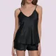 Milena by Paris Γυναικείο Σετ Babydoll Πιτζάμα Ζακάρ Σατέν Black  004189