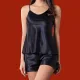 Milena by Paris Γυναικείο Σατέν Σετ Babydoll Μαύρο με Σόρτς 004161 