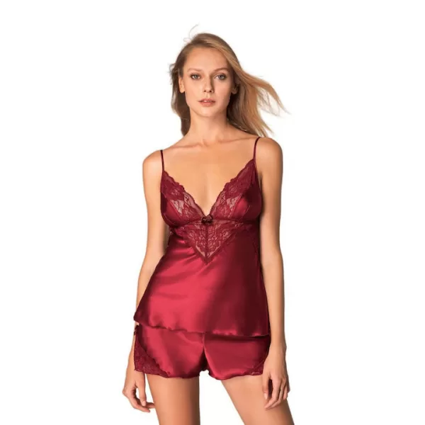 Milena by Paris Babydoll Σατέν Σετ με Δαντέλα Πράσινο 004165 Milena by Paris Babydoll Σατέν Σετ με Δαντέλα Πράσινο 004165