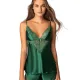 Milena by Paris Babydoll Σατέν Σετ με Δαντέλα Πράσινο 004165