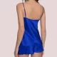 Milena by Paris Γυναικείο Σετ Babydoll Πιτζάμα Σατέν Μπλέ Ρουά Ζακαρ 004189