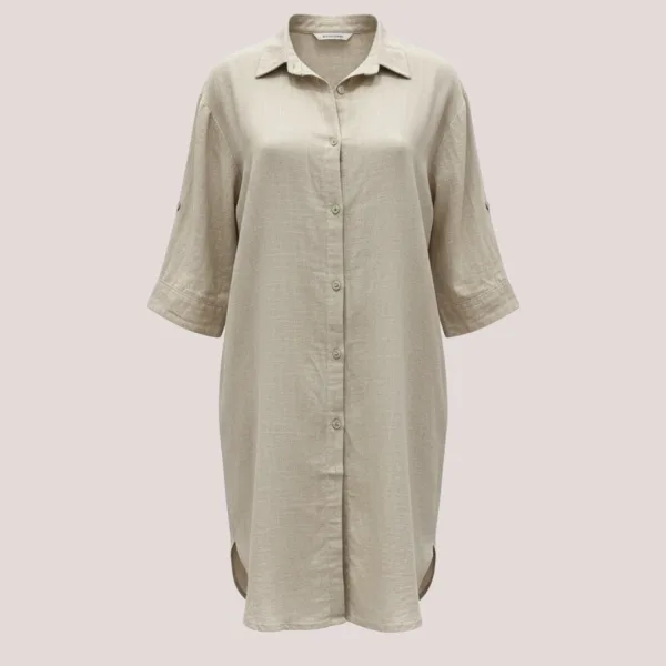 Γυναικείο Plus size καφτάνι Viscose  μέχρι το γόνατο μονόχρωμο Μπεζ Plus sizes green One size απο XL έως 3XL SP262953 Beige 