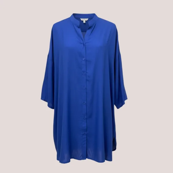 Γυναικείο Plus size καφτάνι Viscose  μέχρι το γόνατο μονόχρωμο μπλέ ρουά Plus sizes green One size απο XL έως 3XL SP262953 BLUE