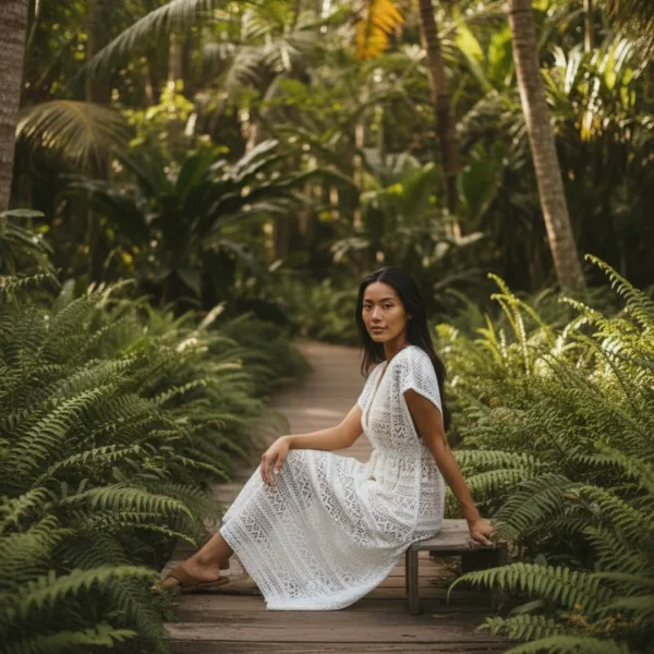 Milena by Paris Γυναικείο Λεύκο Καφτάνι Μακρύ  διάτρητο 040233 Ivory