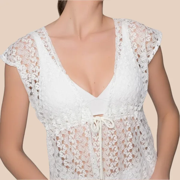 Milena by Paris Γυναικείο κοντό IVORY πλεκτό Καφτάνι με σκισίματα στο πλάι 040241 IVORY Milena by Paris Γυναικείο κοντό IVORY πλεκτό Καφτάνι με σκισίματα στο πλάι 040241 IVORY