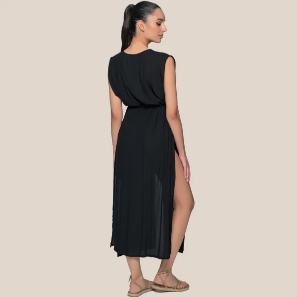 Milena by Paris Γυναικείο μαύρο Καφτάνι Μακρύ δετό & Ανοιχτό στα πλαΙνά Viscose 040246 Black Milena by Paris Γυναικείο μαύρο Καφτάνι Μακρύ δετό & Ανοιχτό στα πλαΙνά Viscose 040246 Black
