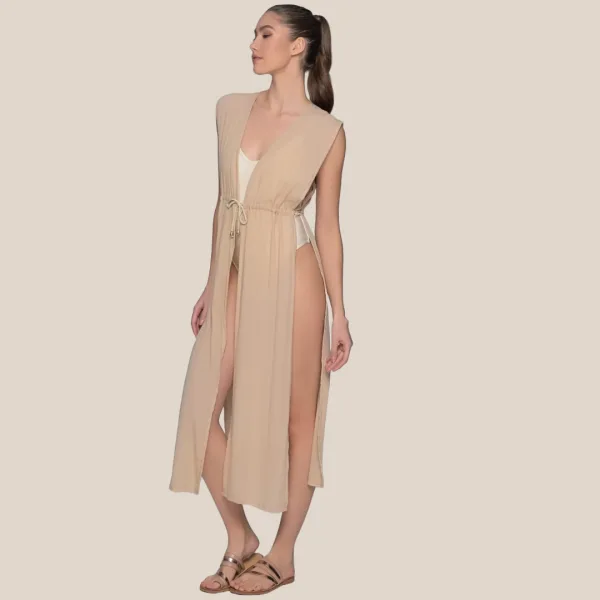 Milena by Paris Γυναικείο Ivory Ιβουαρ Καφτάνι Μακρύ δετό & Ανοιχτό στα πλαΙνά Viscose 040246 Milena by Paris Γυναικείο Ivory Ιβουαρ Καφτάνι Μακρύ δετό & Ανοιχτό στα πλαΙνά Viscose 040246