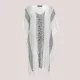 Γυναικείο καφτάνι 100% Cotton Oversized  ριχτό με v μέχρι το γόνατο μονόχρωμο Λευκό με μαύρο σχέδια 1483