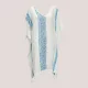 Γυναικείο καφτάνι 100% Cotton Oversized  ριχτό με v μέχρι το γόνατο μονόχρωμο Λευκό με μπλέ σχέδια 1483