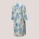 Γυναικείο λευκό καφτάνι 100% cotton πουκαμίσα μέχρι το γόνατο με σχέδια κοράλια & Λουλούδια μπλέ One size 24128