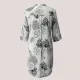 Γυναικείο λευκό καφτάνι 100% cotton πουκαμίσα μέχρι το γόνατο με σχέδια κοράλια & Λουλούδια μαύρα One size 24128