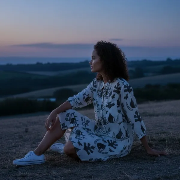 Γυναικείο λευκό καφτάνι 100% cotton πουκαμίσα μέχρι το γόνατο μαύρο black floral One size SP2515D6