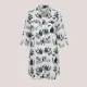 Γυναικείο λευκό καφτάνι 100% cotton πουκαμίσα μέχρι το γόνατο μαύρο black floral One size SP2515D6