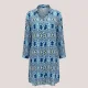 Γυναικείο καφτάνι 100% Viscose πουκαμίσα μέχρι το γόνατο με υπέροχο σχέδιο block print & έντονα χρώματα στις αποχρώσεις  του μπλέ SP262952D3