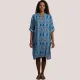 Γυναικείο καφτάνι 100% Viscose πουκαμίσα μέχρι το γόνατο με υπέροχο σχέδιο block print & έντονα χρώματα στις αποχρώσεις  του μπλέ SP262952D3