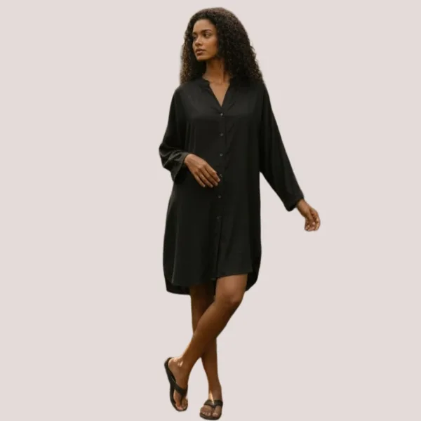 Γυναικείο Plus size καφτάνι Viscose  μέχρι το γόνατο μονόχρωμο Μαύρο  Plus sizes Black One size απο XL έως 3XL SP262953BLACK