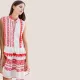 Pink Label Beachwear Φόρεμα- Καφτάνι Λευκό με κόκκινο κεντήματα B138