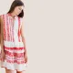 Pink Label Beachwear Φόρεμα- Καφτάνι Λευκό με κόκκινο κεντήματα B138