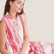 Pink Label Beachwear Φόρεμα- Καφτάνι Λευκό με κόκκινο κεντήματα B138