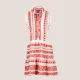 Pink Label Beachwear Φόρεμα- Καφτάνι Λευκό με κόκκινο κεντήματα B138