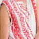 Pink Label Beachwear Φόρεμα- Καφτάνι Λευκό με κόκκινο κεντήματα B138