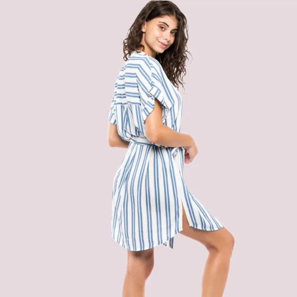 Pink Label Καφτάνι Beachwear Πουκάμισο με ρίγα navy δετό 100% cotton B312 Λευκό Μπλέ Pink Label Καφτάνι Beachwear Πουκάμισο με ρίγα navy δετό 100% cotton B312 Λευκό Μπλέ