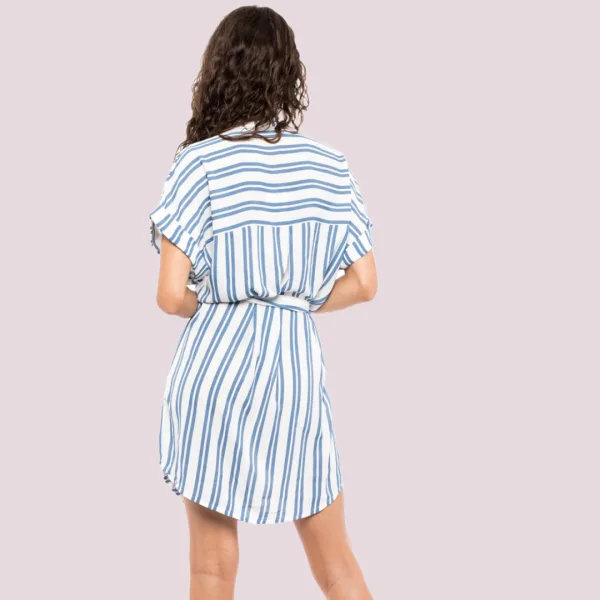 Pink Label Καφτάνι Beachwear Πουκάμισο με ρίγα navy δετό 100% cotton B312 Λευκό Μπλέ Pink Label Καφτάνι Beachwear Πουκάμισο με ρίγα navy δετό 100% cotton B312 Λευκό Μπλέ