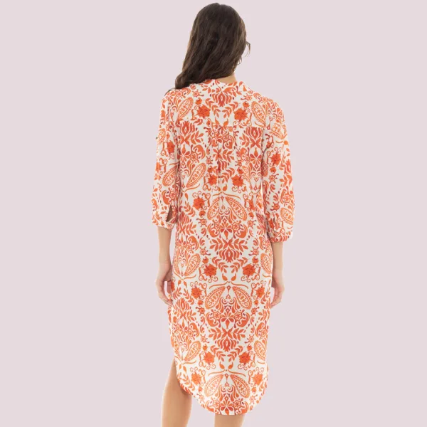 Pink Label Καφτάνι Beachwear Πουκάμισα φόρεμα Πορτοκαλί φλοράλ 100% Viscose B382 Pink Label Καφτάνι Beachwear Πουκάμισα φόρεμα Πορτοκαλί φλοράλ 100% Viscose B382