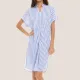 Pink Label Καφτάνι Beachwear Πουκάμισα φόρεμα Ριγέ -Μπλέ  S1345