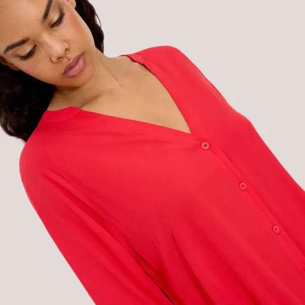 Ysabel Mora Γυναικεία πουκαμίσα με κουμπιά Viscose Vivid Coral Κοραλί 86278 