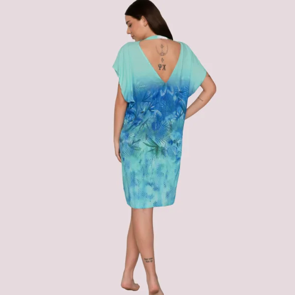 Luna Γυναικείο Καφτάνι για την θάλασσα Beachwear One Size S-XL UNIQUE 94638 BLUE JAY