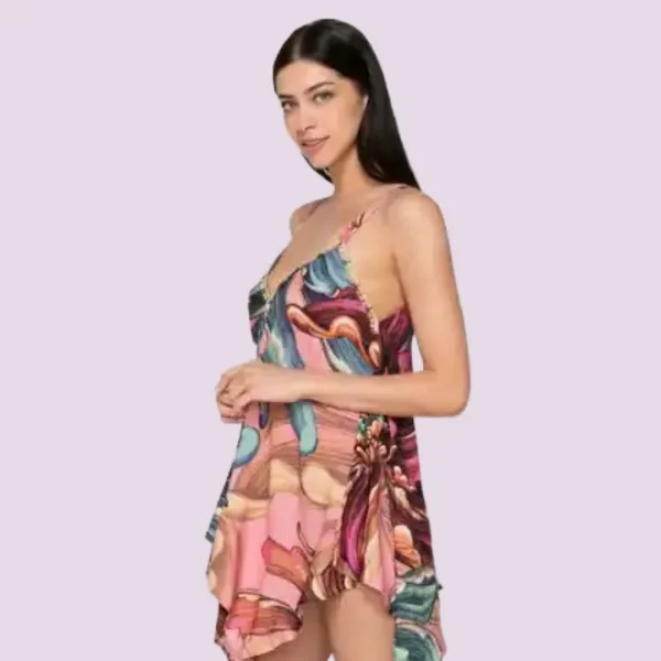 Luna Γυναικείο Καφτάνι φόρεμα mini για την θάλασσα Beachwear UNIQUE 94558 Musa