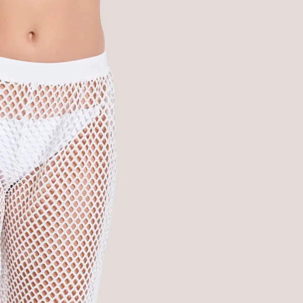 Bilitis Γυναικεία λευκή παντελόνα μακρυά διχτυ  8077 White