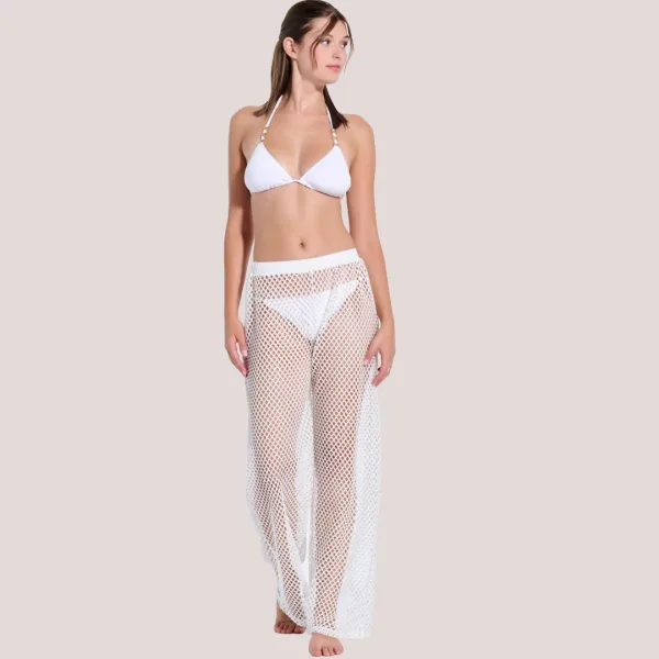 Bilitis Γυναικεία λευκή παντελόνα μακρυά διχτυ  8077 White