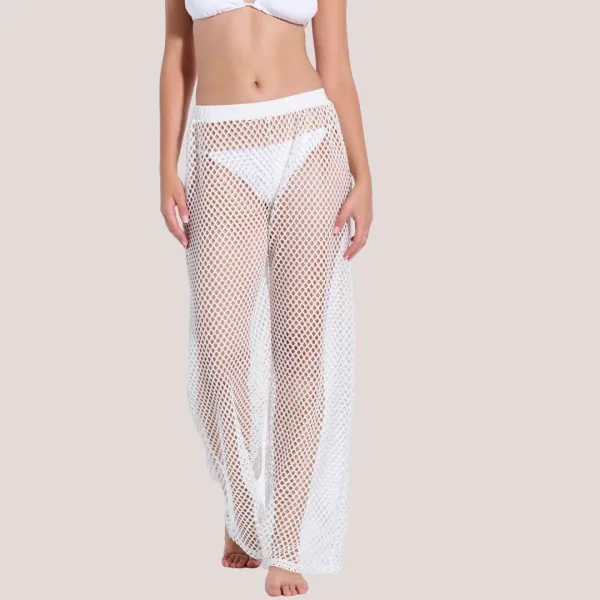 Bilitis Γυναικεία λευκή παντελόνα μακρυά διχτυ  8077 White