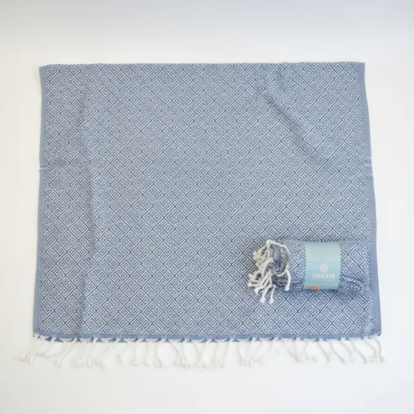  Γυναικεία πετσέτα βαμβακερή θαλάσσης navy blue με ψαροκόκαλο μοτίβο ΒΚ-212.NAVYBLUE