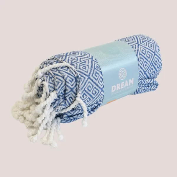  Γυναικεία πετσέτα βαμβακερή θαλάσσης navy blue με ψαροκόκαλο μοτίβο ΒΚ-212.NAVYBLUE