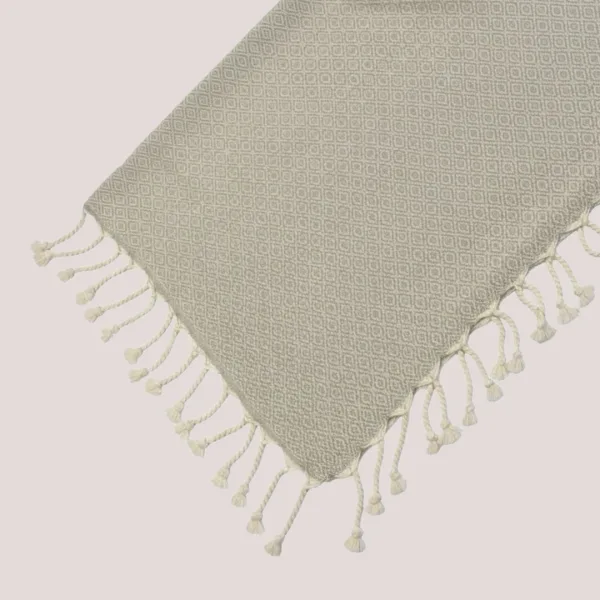  Γυναικεία πετσέτα βαμβακερή θαλάσσης σε γκρι χρωμα  με ψαροκόκαλο μοτίβο BK-205-GREY