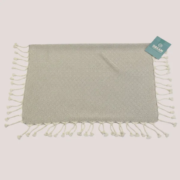  Γυναικεία πετσέτα βαμβακερή θαλάσσης σε γκρι χρωμα  με ψαροκόκαλο μοτίβο BK-205-GREY