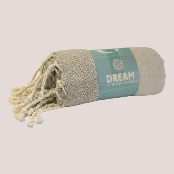  Γυναικεία πετσέτα βαμβακερή θαλάσσης σε γκρι χρωμα  με ψαροκόκαλο μοτίβο BK-205-GREY